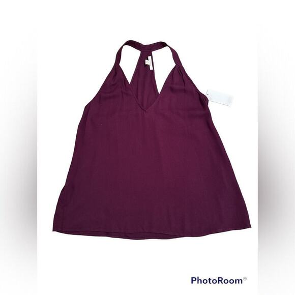 Ella Moss Women’s T-Back V-Neck Halter 100% Rayon A-Line Blouse Sz M Deep Orchid - Picture 1 of 7